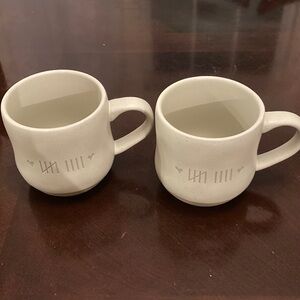 Set of Two Cream Ceramic 9th Anniversary Mugs